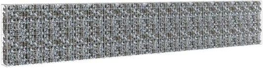 Galvanized Steel Gabion Wall with Covers, Gabion Mesh Wire Wall Panel Galvanized Steel Garden Stone Wire Basket Fencing Patio Decorative Fence, 236"x11.8"x39.4",-184
