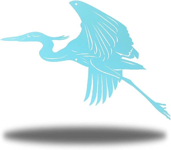 Riverside Designs Heron Coastal Beach Outdoor Metal Wall Art | Made in USA | Multiple Colors and Sizes (18", Sea Foam)