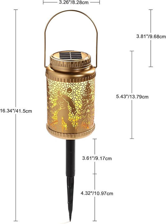 Cooo 2 Pack Solar Lanterns Outdoor Waterproof & Solar Pathway Lights Gold Wild Man Landscape Path Lights Christmas Lights Gifts for Women Mom Grandma for Garden Yard Patio Backyard Porch Decorations