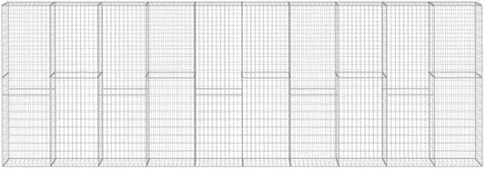 Galvanized Steel Gabion Wall with Cover, Gabion Mesh Wire Wall Panel Galvanized Steel Garden Stone Wire Basket Fencing Patio Decorative Fence, 236.2"x11.8"x78.7",-137