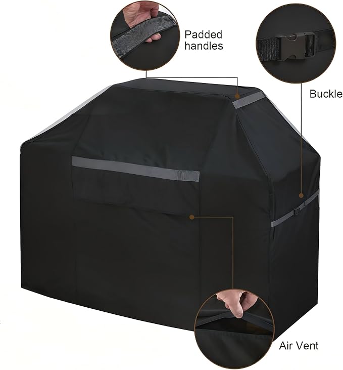 600D Heavy Duty 82 Inch Grill Cover - Waterproof Weatherproof UV & Fade Resistant, Oversize Outdoor Barbecue Smoker Black Cover for Patio
