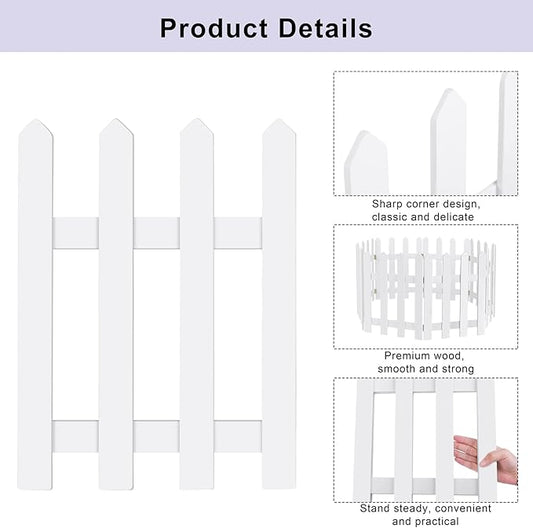 RUODON 8 Pack Thick Christmas Tree Fences White Wooden Picket Fences Tree Fence Border Decoration for Xmas Wedding Party Decor Garden Home, 15.7 x 12 Inches