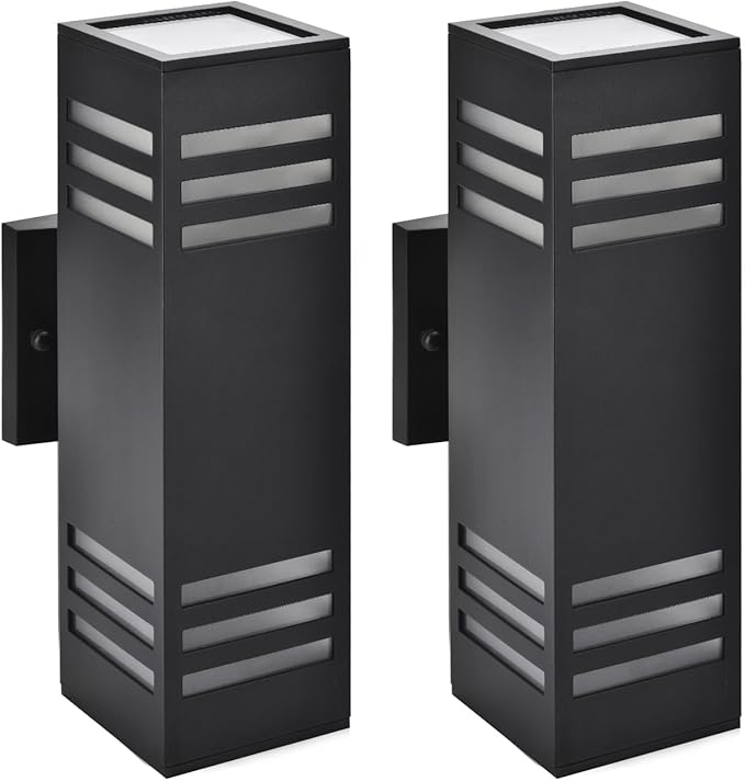 Smart Outdoor Sconce Lights 2 Pack, Up Down Wall Porch Lights RGB Color Changing WiFi APP Control, Dimmable LED Exterior Wall Lighting Fixtures Work with Alexa,No Hub Required,ETL Listed