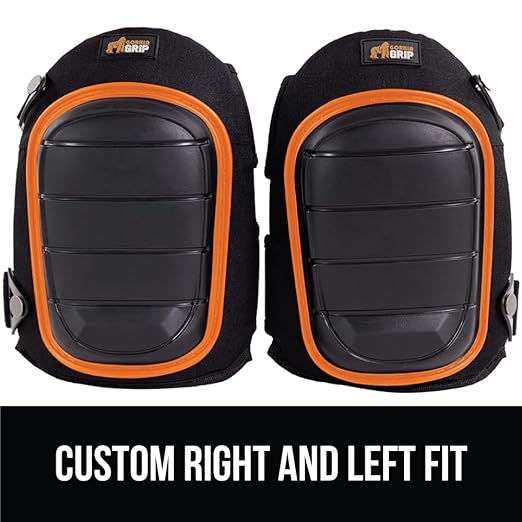 GORILLA GRIP Knee Pads for Work, All Day Comfort Gel Cushion and Soft Foam for Men and Women, Slip Resistant Heavy Duty Hard Cap, Adjustable Straps for Flooring, Construction and Gardening, Orange