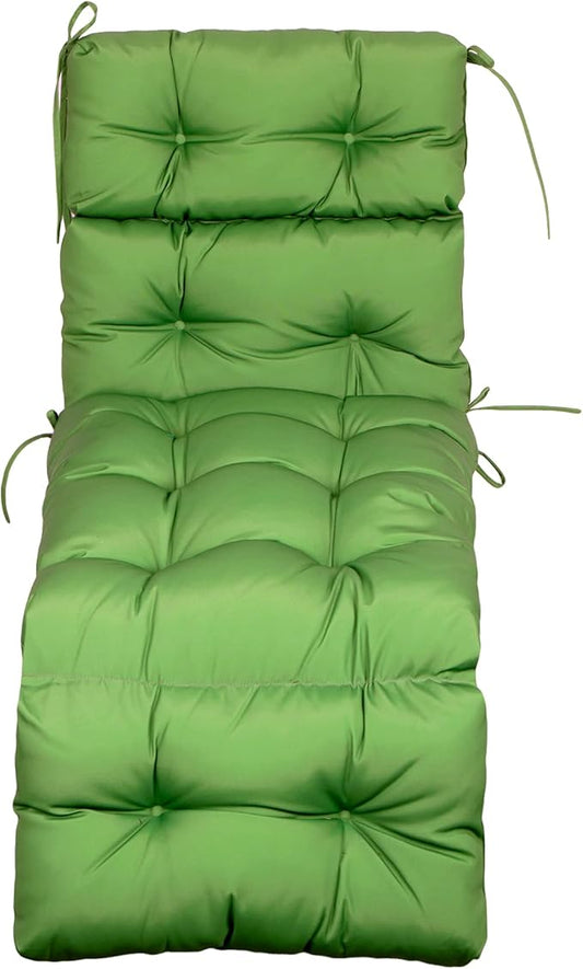 ARTPLAN Outdoor Chasie Lounge Tufted Thick Cushion with Ties,Replacement Wicker Chair Cushion for Paito Fruniture,72x22x4inches,All Weather,Kale Green