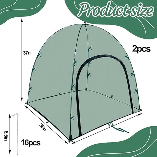 2pack Large Mesh Plant Cover Tent, 36x36x37Inches Pest Guard Cover, Insect Bird Barrier Netting Outdoor Plant Enclosure, Garden Net Cage Plant Protector Pest Protection Guard for Fruit Vegetables