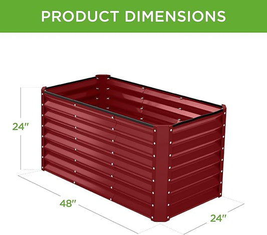 Best Choice Products 4x2x2ft Outdoor Metal Raised Garden Bed, Deep Root Planter Box for Vegetables, Flowers, Herbs w/ 119 Gallon Capacity - Royal Red