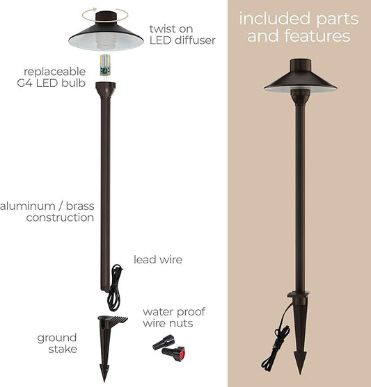 Amped Landscape Lighting Cone 12V Path and Area Light with G4 Socket in Bronze Powder Coated Aluminum