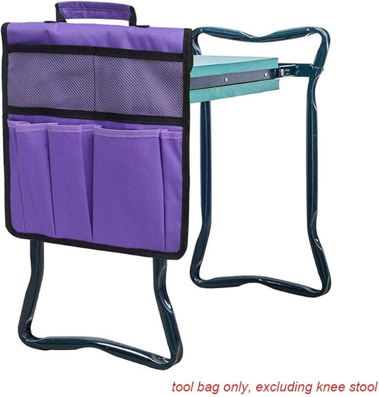 Garden Pouch Foldable Portable Garden Kneeler, Bench Kneeling Bag, Seat Storage Tote Hanging Organizer, Gardening Tools Storage Stool Multiple Storage Pouch (Purple),