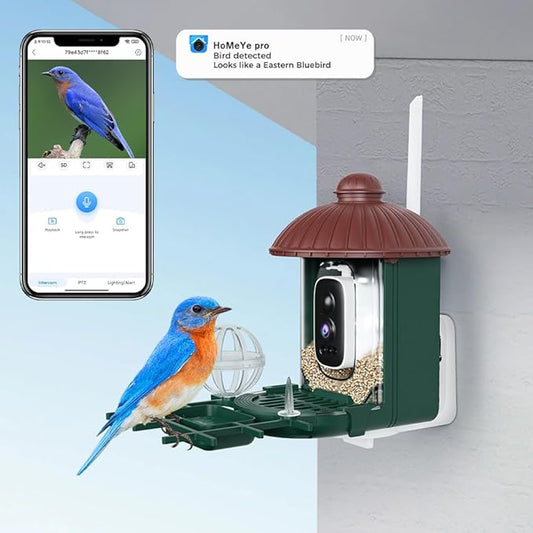 WOOLINK 3MP Smart Bird Feeder with Camera, 2K 2.4Ghz Solar Wireless Battery Camera With AI Bird Species Identification, HD Video Bird House with Camera for Ourdoor, IP65 Waterproof, Color Night Vision