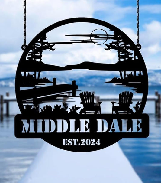 Personalized Lake House Metal Sign, Custom Lodge Metal Wall Art, Cabin Signs, Gift for Couples, Outdoor Porch Decor, Family Last Name Sign, Xmas Gift for Dad, Home Decor for Christmas