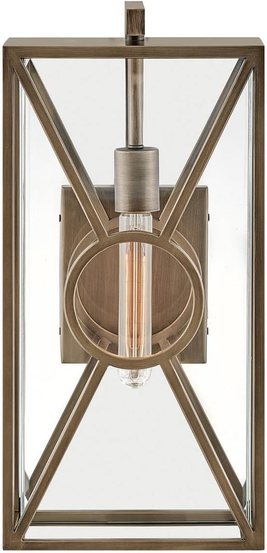 Hinkley Brixton Medium Wall Mount Outdoor Lantern - Composite, Clear Mitered Glass, Rust & Corrosion Resistant - Burnished Bronze Finish