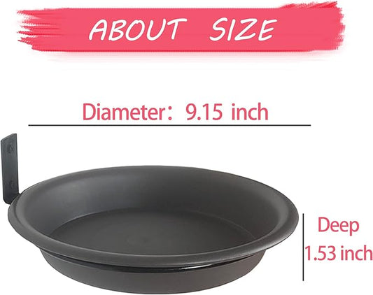 2 Bird Feeders Tree Mounted with Heavy Duty Sturdy Steel, 9.15” in Diameter×1.53" Deep Dark Brown Bird Bath Tray,Installed on Wooden Fences, Trees, Deck,Indoor and Outdoor Walls