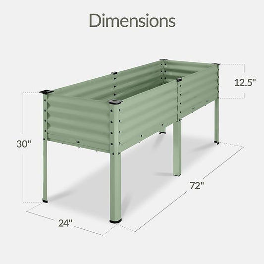 Best Choice Products 72x24x30in Non Toxic Galvanized Raised Garden Bed, Metal Elevated Planter Box, Vegetable Garden, 100% Non Toxic Materials - Sage Green