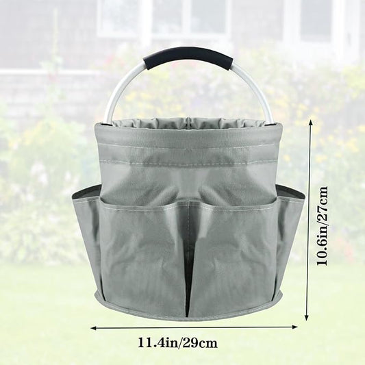 Garden Tool Bag with Pockets, 17L Large Waterproof Oxford Gardening Tote, Non-Slip Rubber Grip Handles, Durable Organizer for Garden Supplies (Gray)