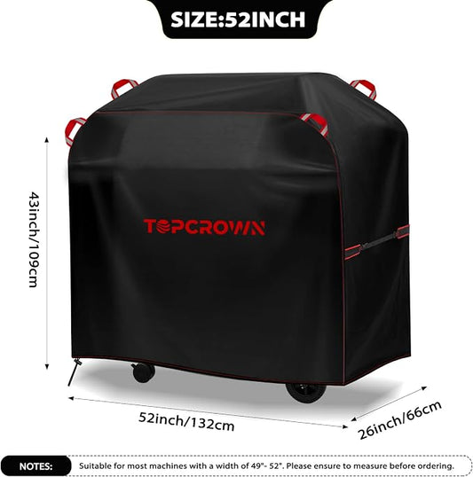 TOPCROWN Grill Cover for Outdoor Grill, BBQ Gas Grill Waterproof Anti-UV Oxford Fabric Windproof Design with Adjustable Straps, Fits Weber/Char-Broil/Nexgrill and More (420D Black+Red, 49" - 52")