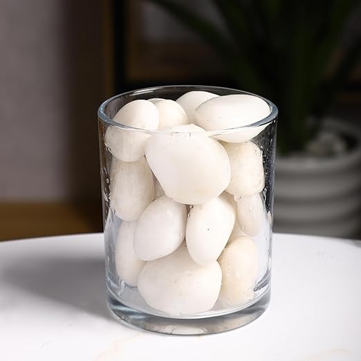 20LB River Pebbles Polished Gravel for Plants Natural White Plant Stones River Rocks 3/4-1 5/8 Inch River Stones for Landscaping Small Pebbles for Crafts