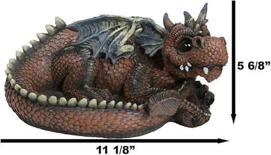 Ebros Gift Snuggling Cozy Red Fire Dragon at Rest Planter Pot Mythical Fantasy Home Patio Garden Decor Resin Statue 11.25" L