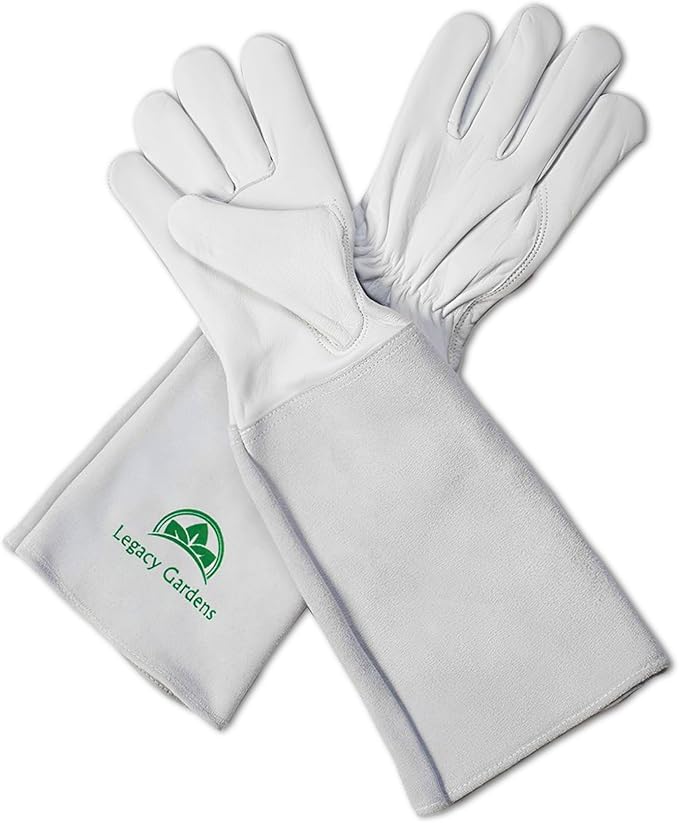 Leather Gardening Gloves for Women and Men| Thorn and Cut Proof Garden Work Gloves with Long Heavy-Duty Gauntlet | Suitable For Thorny Bushes Cacti Rose Pruning Landscaping Work- Large