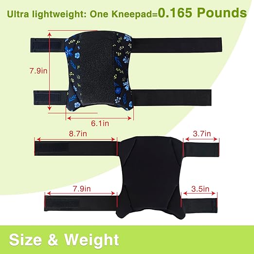 2 Pack Garden Knee Pads for Women, Lightweight Waterproof KneePads for Gardening, Anti Slip Leather Foam Padding Kneeling Pads for Flooring and Carpet Cleaning, House work, Gardening Maintain, Knee Protector, Blue Flower