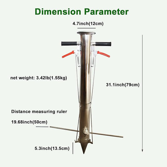 Seedling Transplanting Bulb Planter Tool Long Handle, Vegetable Young Plant Manual Plant Transplanter, Double Handle Stainless Steel Planting Garden Tools with Pedal for Garden, Greenhouse