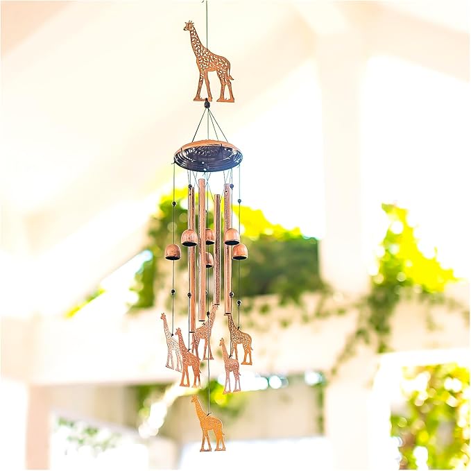 Giraffe Wind Chimes for Outside,Giraffe Gifts for Women Men/Memorial Gifts/Birthday Gift Metal windchimes Outdoors/Indoors,Garden Decor,Patio,Home,Porch,Yard Decorations