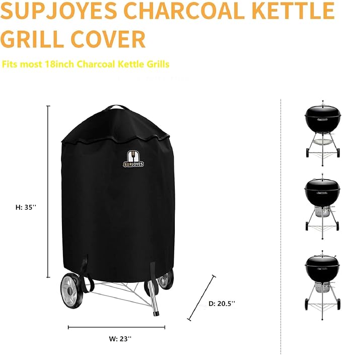 Grill Cover for Weber Charcoal Kettle, Premium 22 Inch BBQ Grill Covers, Heavy Duty Waterproof Barbecue Accessories with Handle