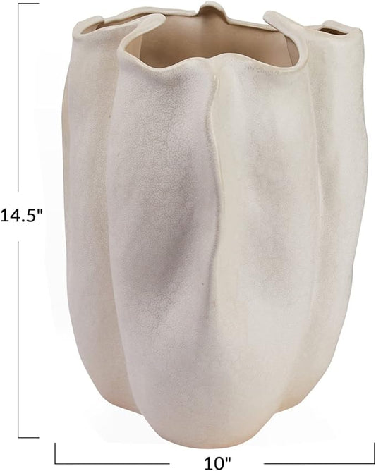 Bloomingville Decorative Organically Shaped Stoneware Vase, Matte Cream
