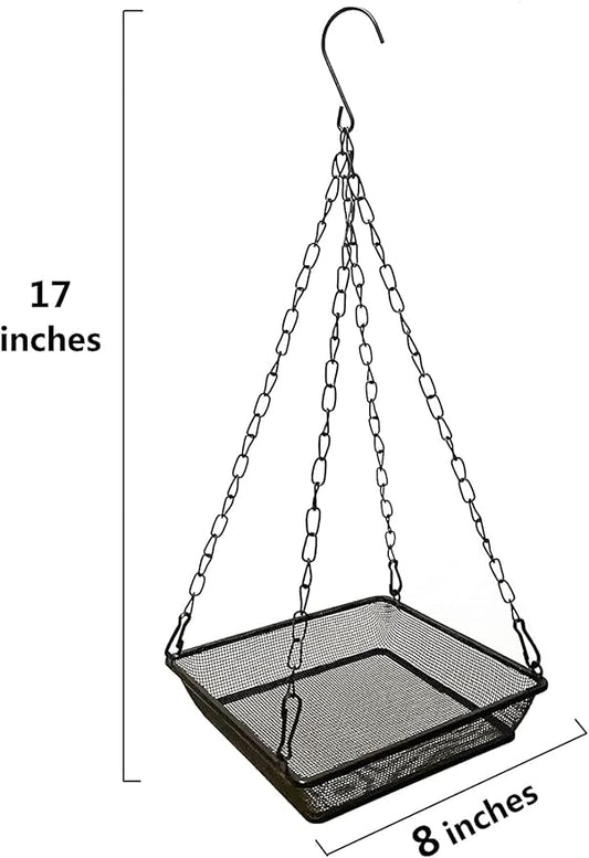 Hanging Bird Feeder Tray Platform Metal Mesh Seed Tray for Bird Feeding Outdoor Garden Decoration for Backyard Attracting Wildbirds