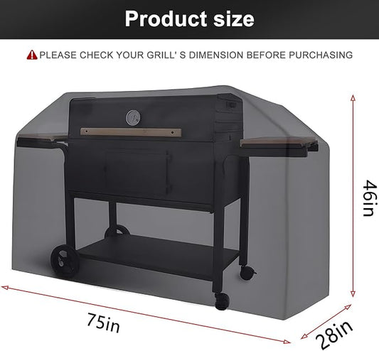 LBTING Grill Cover, 75-inch Heavy Duty 300D Oxford Waterproof Windproof UV Resistant BBQ Gas Grill Cover for Outdoor Barbecue Fit Most Brands Weber, Brinkmann, Char Broil, Holland