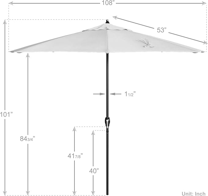 California Umbrella 9' Rd Aluminum Patio Umbrella, Crank Lift, Auto Tilt, Black Finish, 4yr Fade Warranty, Natural