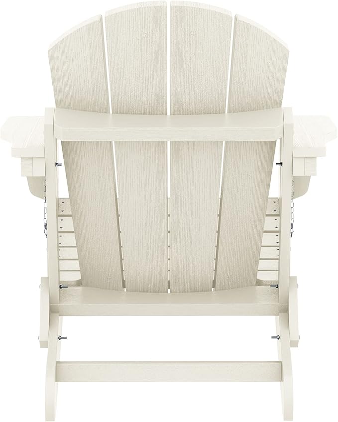 SERWALL Adirondack Chair - Folding Adirondack Chairs HIPS Outdoor Chairs Set of 8 Weather Resistant- White