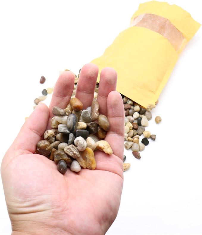 Rocks for Plants. Mixed Color Decorative Pebbles. 1/5 Inch 2 lbs. for Garden, Landscaping, Indoor, Vase fillers, Crafting, Succulents, pots, Plants (Mini (0.2 Inch), Mixed Color, 2)