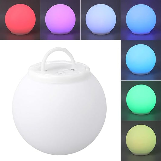 Goshyda LED Ball Light, 15cm RGB Color Changing Globe with 7 Colors & Gradient Mode, Rechargeable Mood Lamp for Pool Party Photography Home Decor
