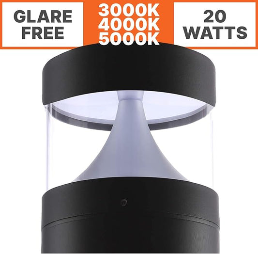 LightingLabs Led Bollard Landscape Lighting 20 Watts 39 Inch 3CCT 3000/4000/5000K 120-277V Outdoor Pathway Light Wired Ideal for Garden, Commercial and Driveway Rated IP65 ETL Listed