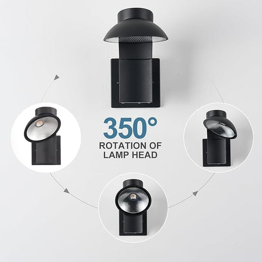 LED Outdoor Wall Light,Lamp Head 350 ° Angle Adjustment, 120-277V Dimmable, 1200LM3000K, IP65 Waterproof for Outdoor Light Fixture, forFront Door Porch Garage Entryway, 2-Pack