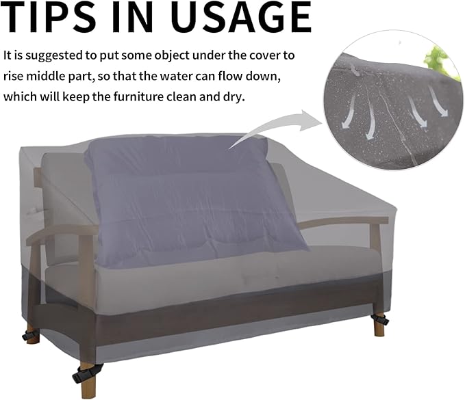 Easy-Going Outdoor Couch Cover, Heavy Duty 3-Seater Patio Sofa Cover, Windproof Outdoor Furniture Cover with Air Vent (88Wx32.5Dx33H inch,Gray/Dark Gray)