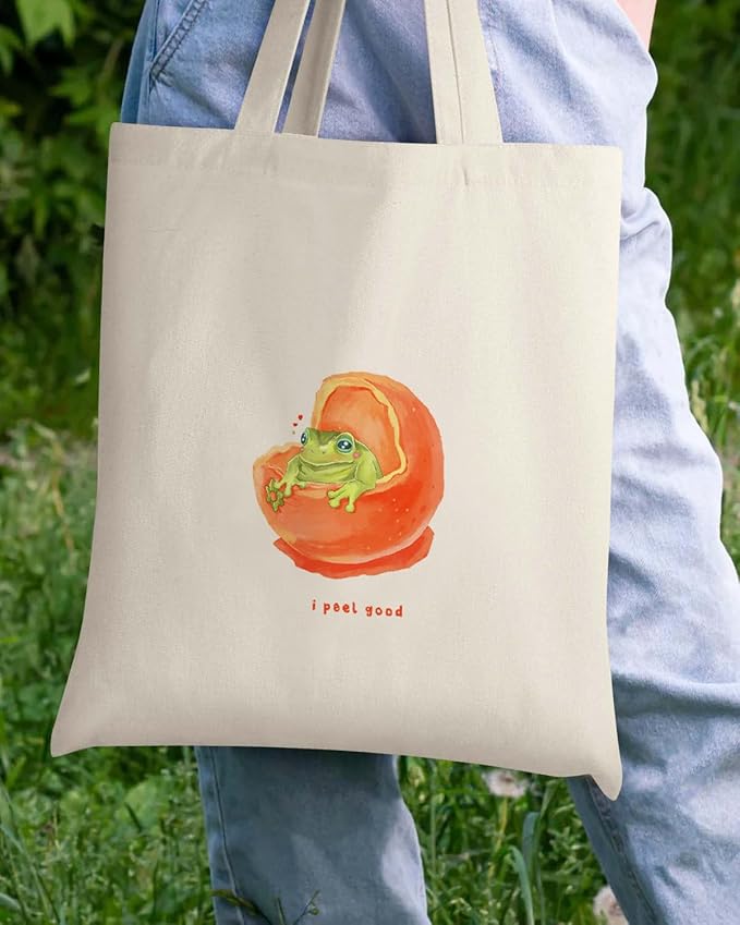 AUSVKAI Canvas Tote Bag Aesthetic for Women, Cute Reusable Cloth Cotton Bags for Shopping Beach Grocery