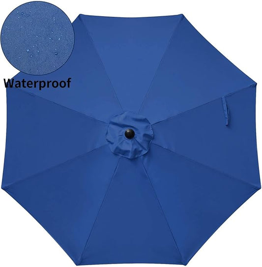 Simple Deluxe 9' Patio Umbrella Outdoor Table Market Yard Umbrella with Push Button Tilt/Crank, 8 Sturdy Ribs for Garden, Deck, Backyard, Pool, Blue