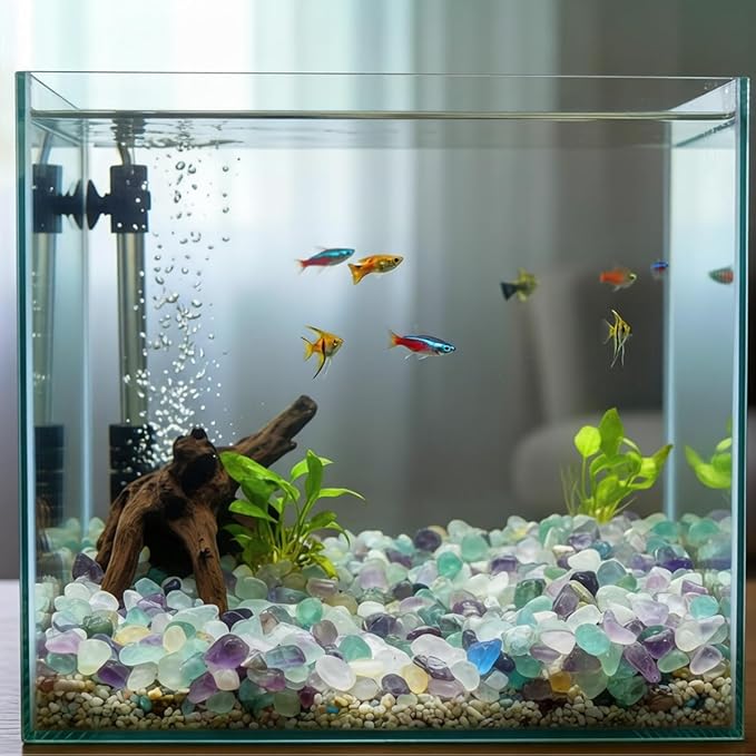 Decorative Crystal Pebbles, 2 Lbs/920g (Fill 1.8 Cups) Natural Quartz Stones Aquarium Gravel Sea Glass Rock Sand for Vase Fillers/Fish Turtle Tank/Succulent Plants Decoration