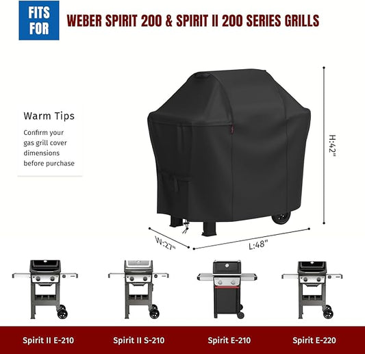 SHINESTAR 48 Inch Grill Cover for Weber Spirit II 200 Series, Heavy Duty Oxford Fabric BBQ Cover Waterproof UV Protection, Windproof with Adjustable Magic Tape Straps