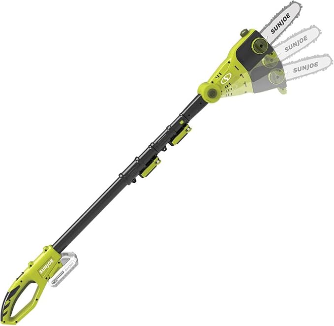 Sun Joe Cordless Pole Chainsaw Machine, Electric Telescoping Trimmer, Extendable Up to 7.2 Ft - Heavy-Duty Trimming Equipment for Tree Trunks, Limbs, Logs, Brush, and Branches, 24V-PS8-LTE