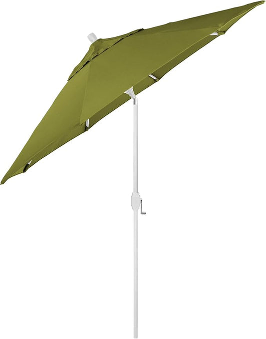 California Umbrella 5-Year-Non-Fading, 9Ft Premium Patio Umbrella, Hand-Crank, Button-Tilt, White Frame, Solution Dyed Kiwi Fabric