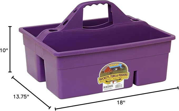 Little Giant® Plastic DuraTote | Horse Grooming DuraTote | Durable Tote Box Organizer with Easy Grip Handle | Extra Thick Sidewalls | Purple