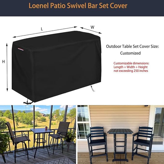 Outdoor Dining Table Cover, Waterproof Outdoor Patio Table Cover Patio Bar Set Covers for Bistro Tables & Chairs Set
