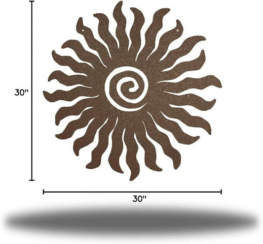 Riverside Designs Sunburst Metal Wall Art Steel Outdoor Decor - Heavy-Duty and Waterproof - Made in USA (30", Rust)