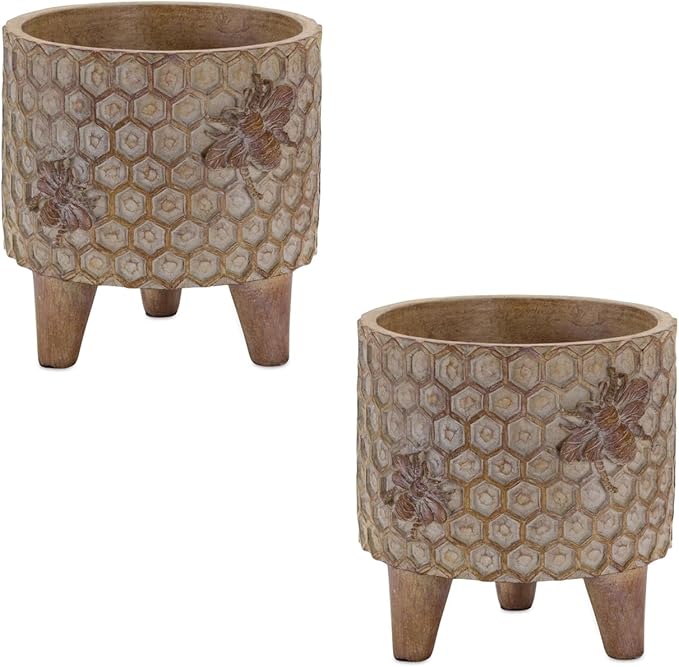 Maykoosh Resin Honeycomb Southwestern Style Planter with Legs (Set of 2)