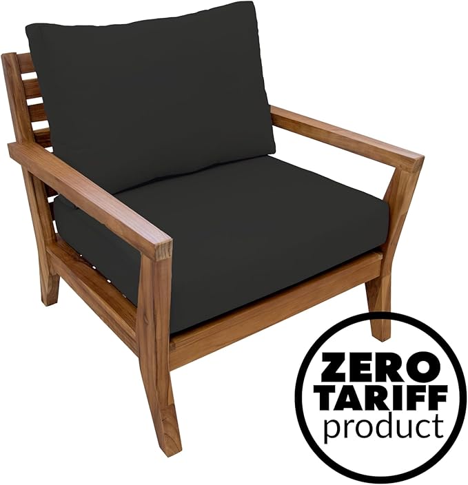 Eddie Bauer Home Deep Seating Outdoor Lounge Cushion, Knife Edge, 24" X 24" X 5", Canvas Black