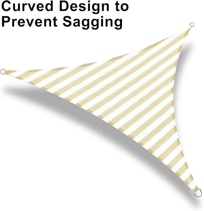 LOVE STORY 13' x 13' x 13' Triangle Sun Shade Sail Sunshade Sail UV Block for Patio Garden, Yellow-White