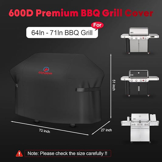 Comnova Grill Cover 72 Inch - 600D BBQ Cover for Outdoor Grill Heavy Duty and Waterproof, Large Barbecue Gas Grill Covers for Weber, Char-Broil, Nexgrill, Monument, Dyna-glo, Brinkmann and More